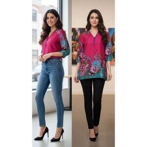 Xiuhetang Women's Long Sleeve XL Blouse V Neck Floral Print